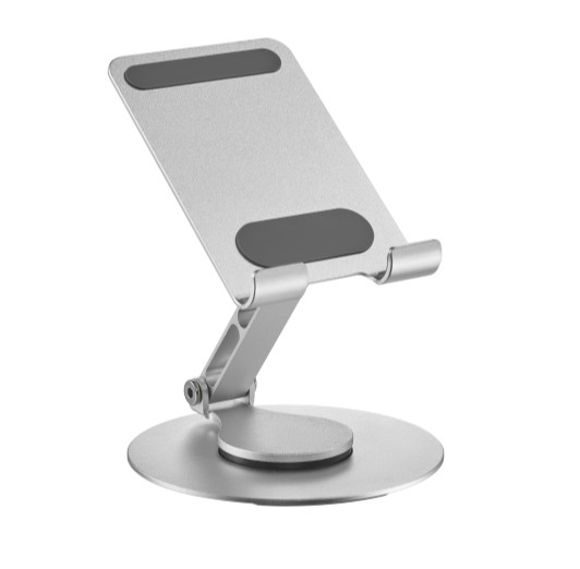 [6956745179294] 6956745179294 Brateck PHS06-6 FOLDING ALUMINUM PHONE  TABLET STAND WITH 360° ROTATION Fits smartphone and tablet ≤10“ - Silver (LS)