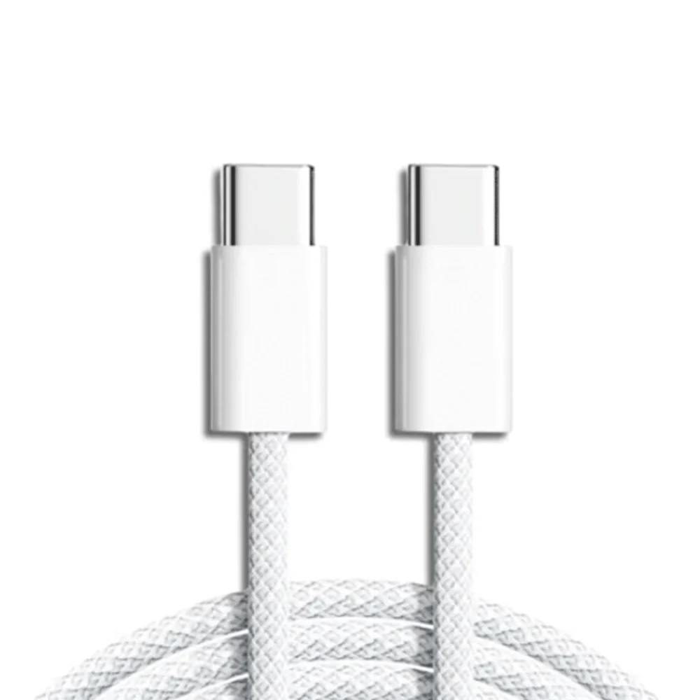[6902957293426] 6902957293426 Pisen Braided USB-C to USB-C 60W PD Fast Charge Cable (1M) White - 20V/3A, Samsung Galaxy, Apple iPhone, iPad, MacBook, Google, OPPO, Nokia