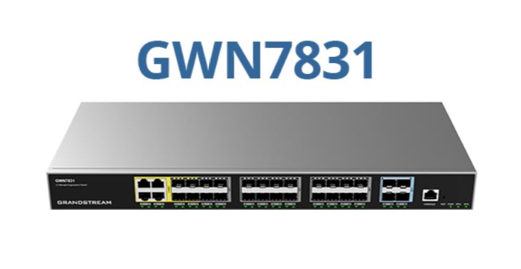 [6947273704676] Grandstream GWN7831 Enterprise Layer 3 Managed Aggregation Switch, 20 x SFP, 4 x SFP/GigE Combo, 4 x SFP+, Redundant PSU