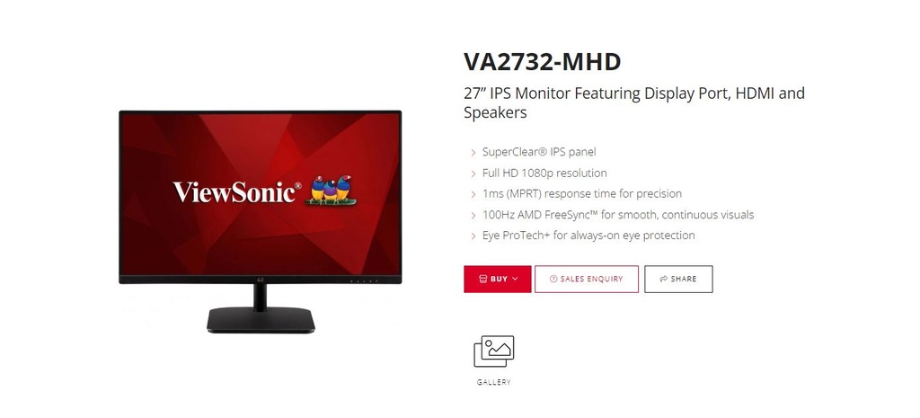 [766907007756] ViewSonic 27” Super Clear IPS, 4ms 100hz, Ultra Slim, FHD, DP, HDMI, VGA, 2x Speakers. VESA 100. 3 YR AR. Office Business Monitor