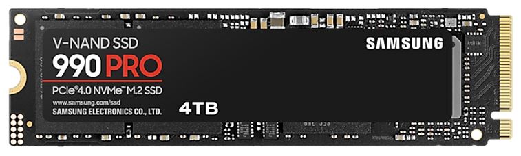 [8806094947205] Samsung 990 Pro 4TB Gen4 NVMe SSD 7450MB/s 6900MB/s R/W 1600K/1550K IOPS 2400TBW 1.5M Hrs MTBF for PS5 5yrs Wty
