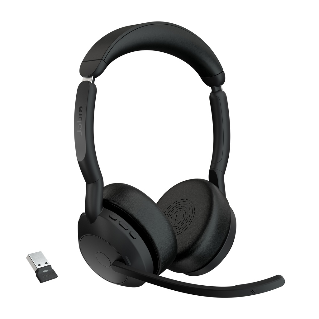 [5706991027563] 5706991027563 Jabra  Evolve2 55, USB A, Stereo, UC, Active Noise Cancellation (ANC), Link 380 Bluetooth® Adapter ,30m Wireless Range, 18 Hours Battery Life