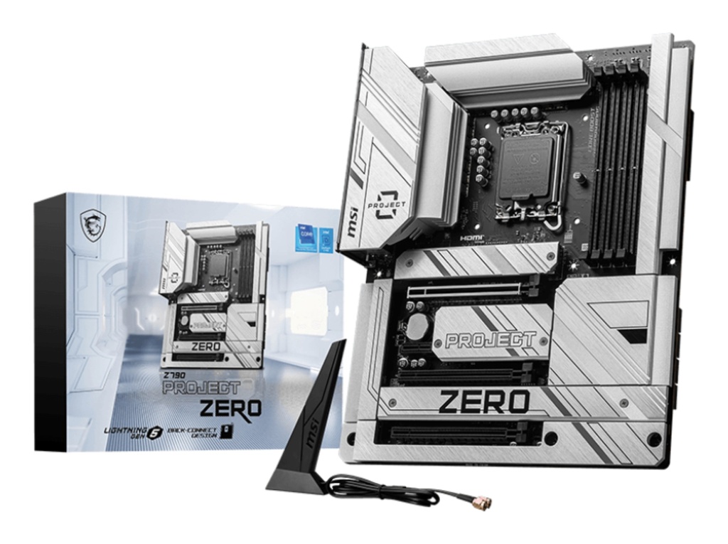 [4711377154024] 4711377154024 MSI Z790 PROJECT ZERO INTEL Z790  Motherboard, 4x DDR5 256GB, 3x PCI-E x 16, 1x PCI-E x 1, 4x M.2, 6x SATA 6G, 8x USB 2.0