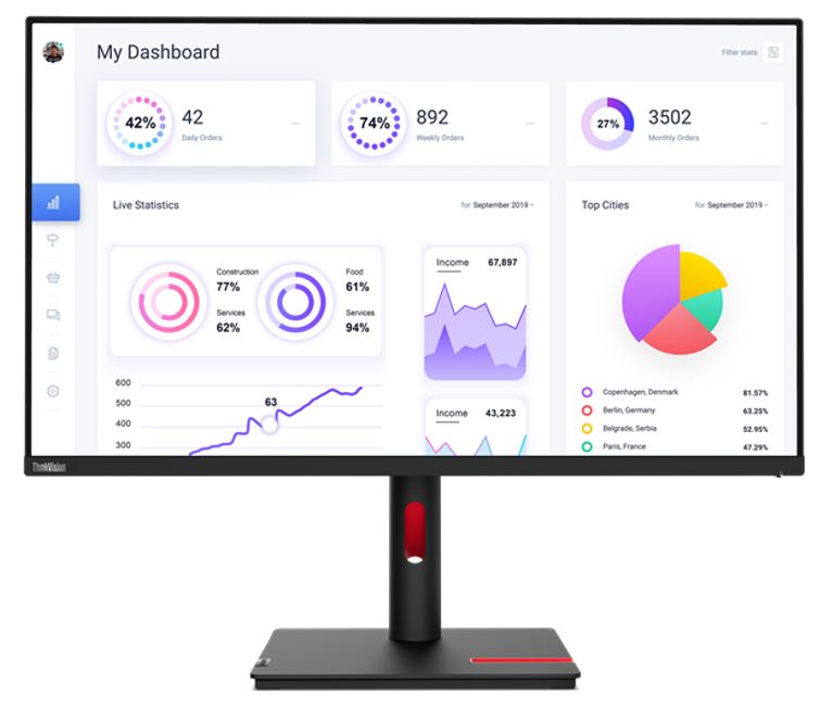 [196801203174] 196801203174 LENOVO ThinkVision T32p-30 31.5"/32" UHD Monitor IPS 4K 3840x2160 16:9 Anti-Glare Height Adjustable Tilt Swivel Pivot DP HDMI 90W USB-C 4xUSB3.1 Hub