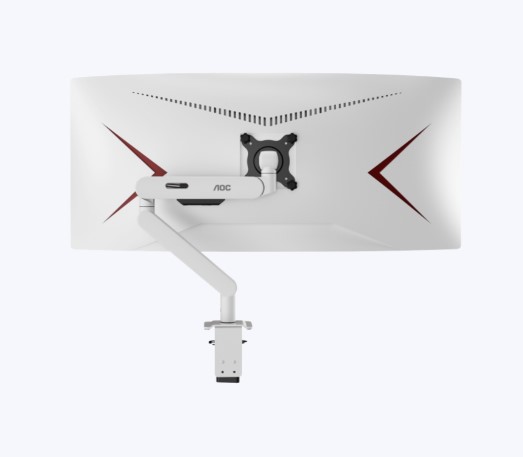 [6973985232541] 6973985232541 AOC AM402W White Desk-mount Monitor Arm  aluminum Alloy Structure. Mechanical Spring. Full Range Motion 17-34" up to 9KG VESA 100 and 75mm