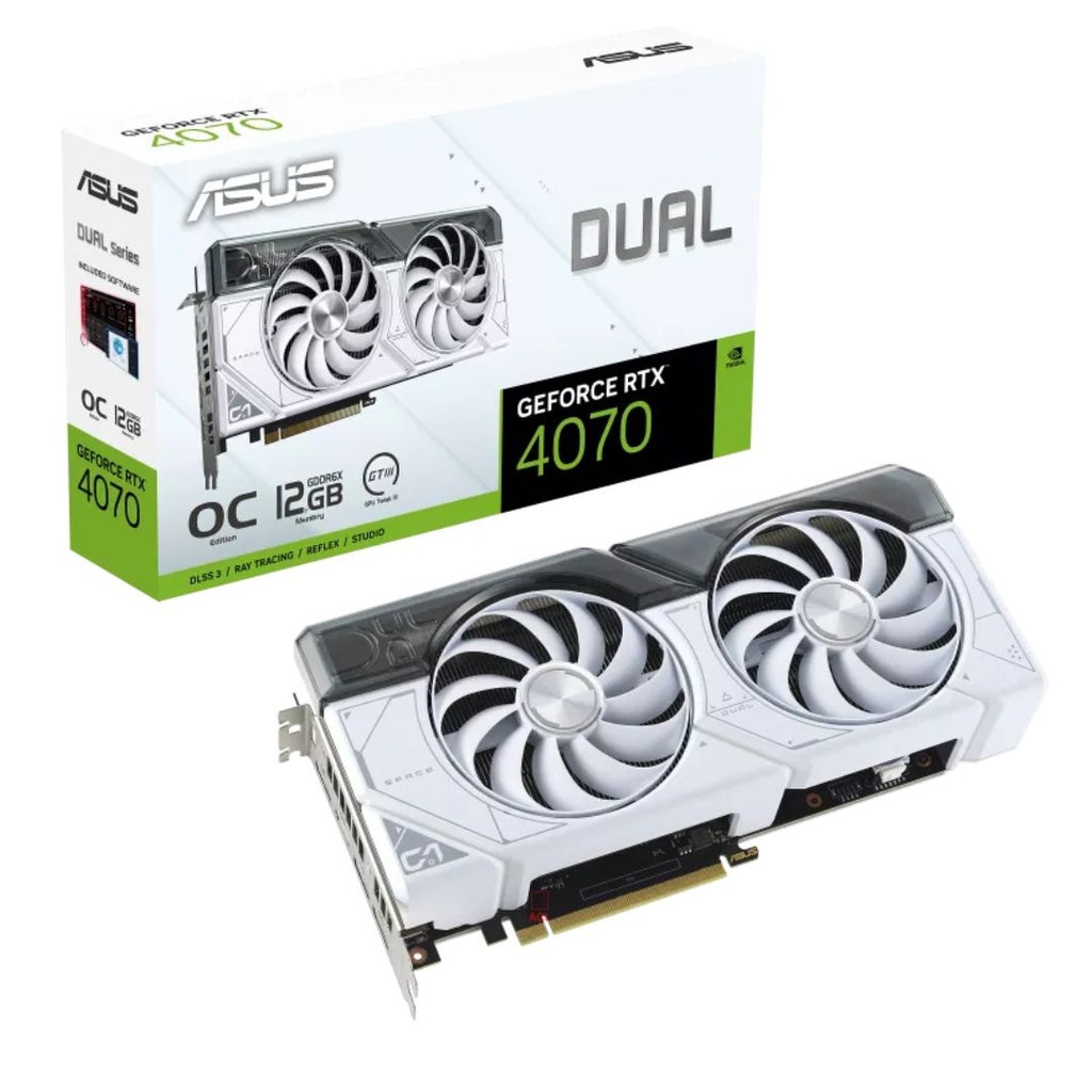 [4711387136638] ASUS nVidia GeForce DUAL-RTX4070-12G-WHITE RTX4070 White Edition 12GB GDDR6X 2475 MHz Boost Clock, RAM 21Gbps, 3xDP, 1xHDMI