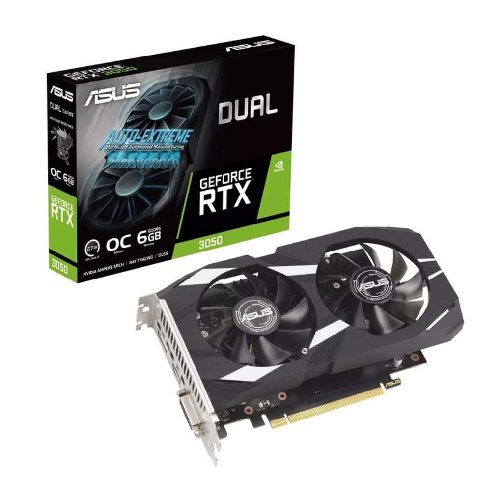 [4711387470633] 4711387470633 ASUS nVidia GeForce DUAL-RTX3050-O6G RTX 3050 OC Edition 6GB GDDR6,1537 MHz Boost Clock, RAM 14Gbps, 1xDP, 1xHDMI