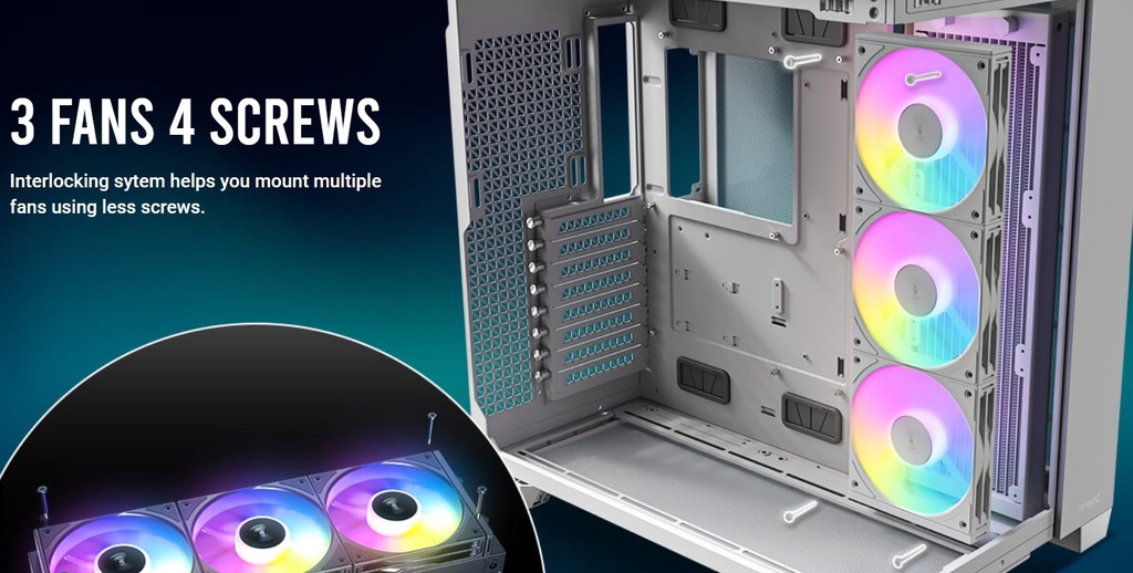 [761345400497] Antec Connect C120R Reverse White ARGB 3PK Performance 120mm PWM Fan: 4-pin PWM | LED: 3-pin  Vibration Absorbing and Anti-Noise Pads case fan