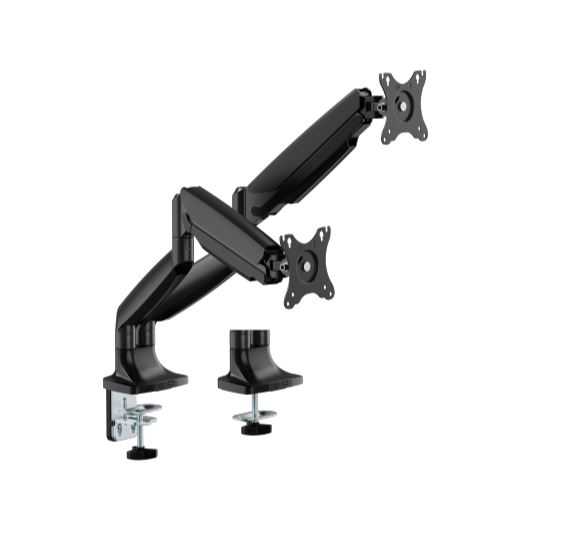 [6956745178310] Brateck LDT82-C024-BK DUAL SCREEN HEAVY-DUTY GAS SPRING MONITOR ARM For most 17"~35" Monitors, Matte Black(LS)