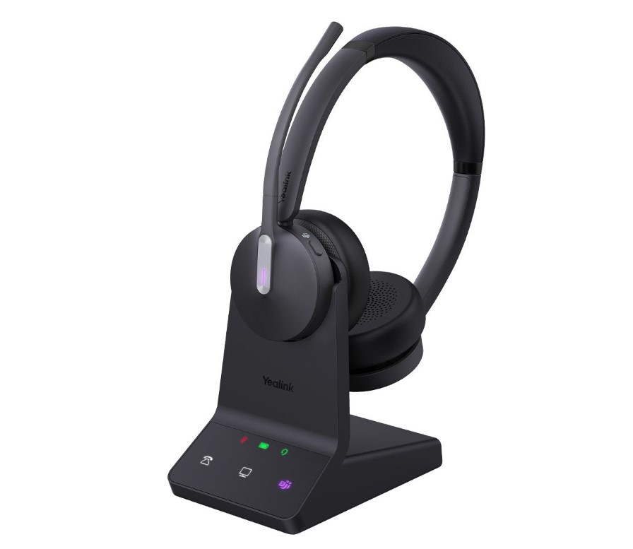 [IPY-WH64-D-MS-H-CS] IPY-WH64-D-MS-H-CS Yealink WH64 Hybrid Dual with Charging Stand Teams DECT Wireless Headset, DECT  Bluetooth 3-Mic Noise Cancellation, DECT Dongle USB-A WDD60