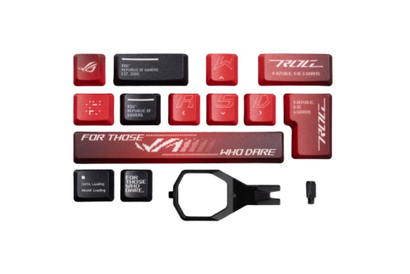 [4711387499269] 4711387499269 ASUS ROG Dye-Sub PBT Keycaps for ROG NX switches are made of premium, durable PBT and feature dye-sublimated legends and stylish ROG elements.