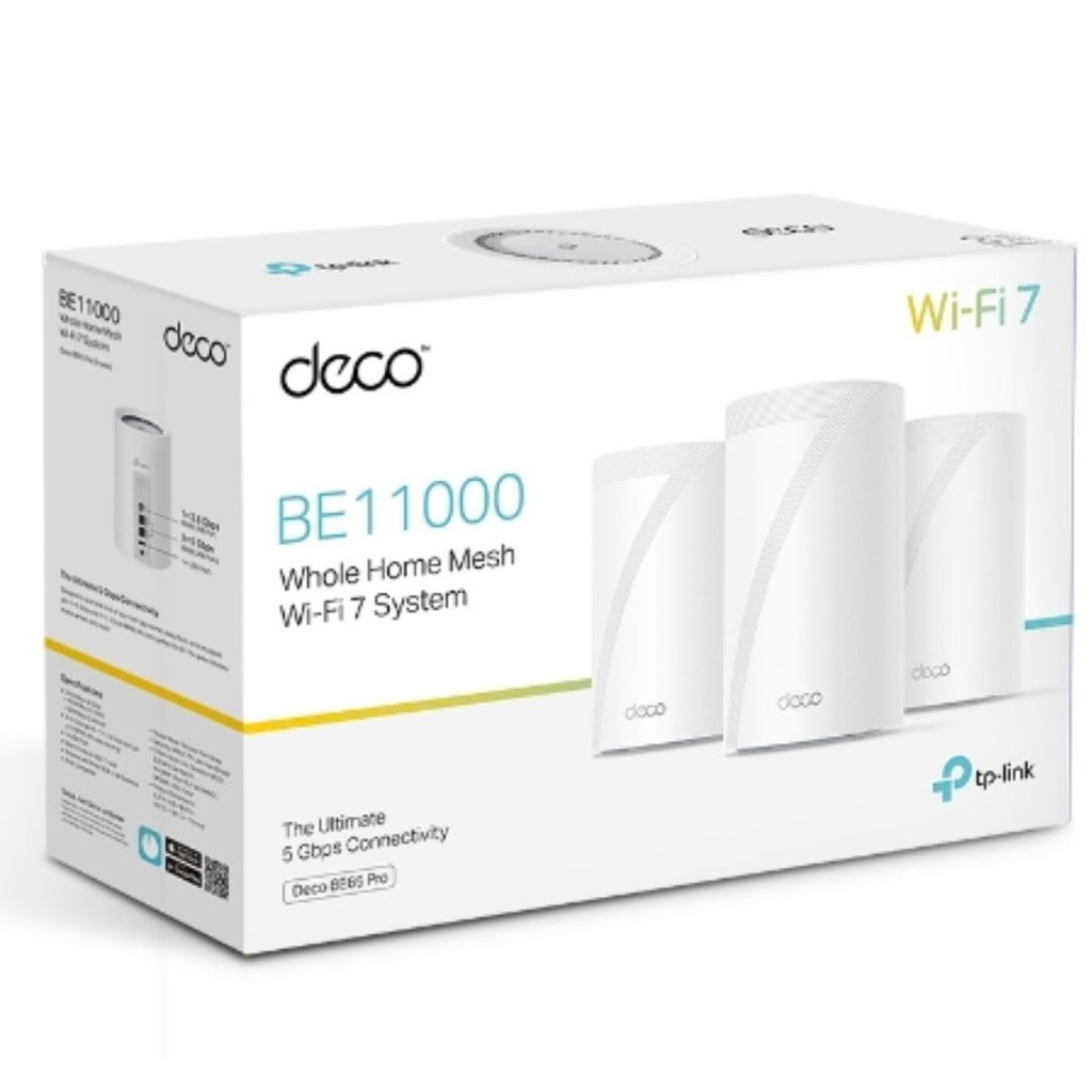 [8885020621679] 8885020621679 TP-Link Deco BE65 Pro(3-pack) BE11000 Whole Home Mesh WiFi 7 System, 688 Mbps at 2.4 GHz + 4320 Mbps at 5 GHz + 5760 Mbps at 6 GHz