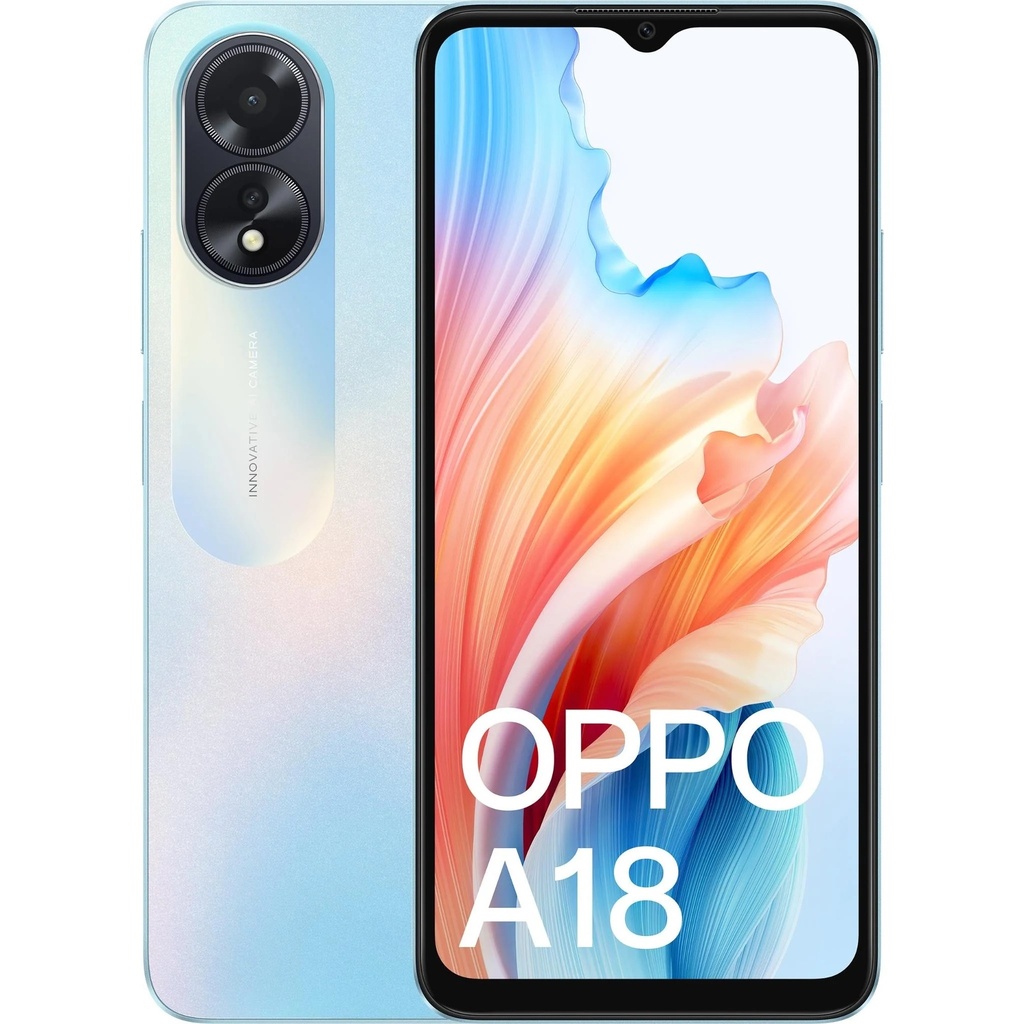 [6932169340113] OPPO A18 4G 128GB - Blue (CPH2591AU Blue)*AU STOCK*, 6.56", HD+, 90Hz, 4GB/128GB, 8MP/5MP, Dual SIM, 5000mAh, 2 Years Warranty