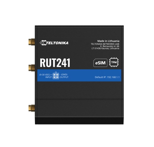 [4779051842131] 4779051842131 Teltonika RUT241 eSIM™ Industrial 4G Router Global Version, Instant LTE Failover, Compact and Powerful Industrial 4G LTE Router/Firewall, PSU included