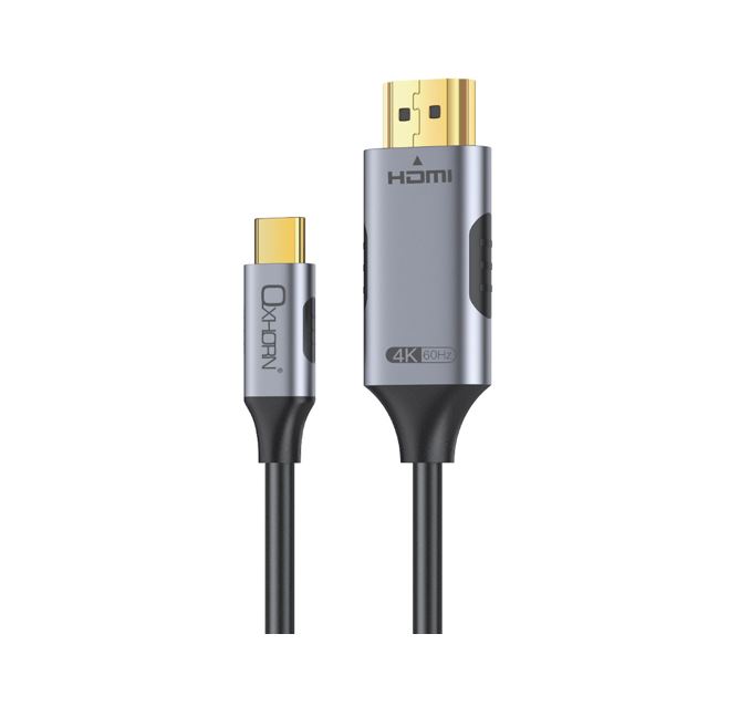[9360330001124] 9360330001124 Oxhorn USB C to HDMI 2.0 2m cable 4K@60Hz Aluminum plugs black Support HDCP 1.4 HDCP 2.2 Thunderbolt 3/4 LPCM compatible Windows/Mac/Chromebooks