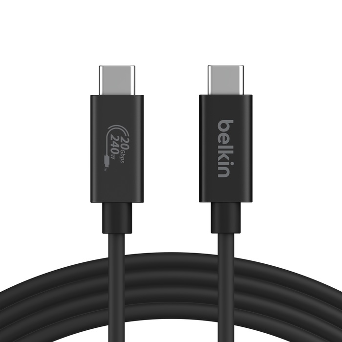 [745883879892] Belkin Connect USB4 Cable, 240W 20Gbps 2m, Black - (INZ004BT2MBK), Thunderbolt 4,Thunderbolt 3, USB 3.2, USB 3.0, USB 2.0 Devices Up To 20 Gbps Speed
