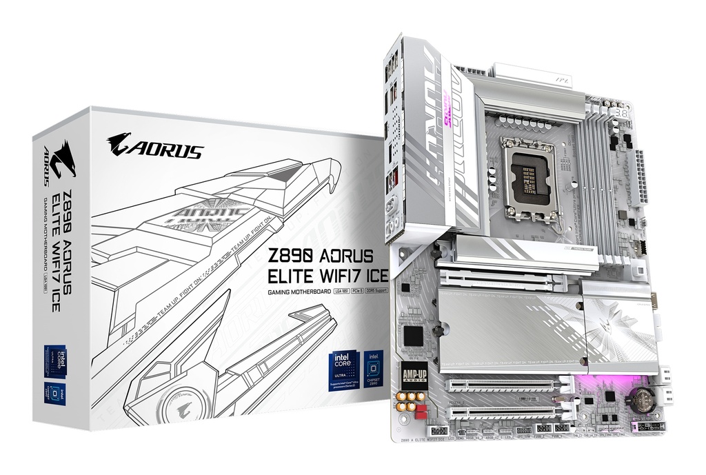 [4719331865221] 4719331865221 Gigabyte Z890 AORUSELITE WF7 ICE Intel LGA 1851 ATX Motherboard, 4x DDR5 ~256GB, 3x PCI-E x16, 4x M.2, 4x SATA,  5x USB 3.2, 1x USB-C, 4x USB 2.0