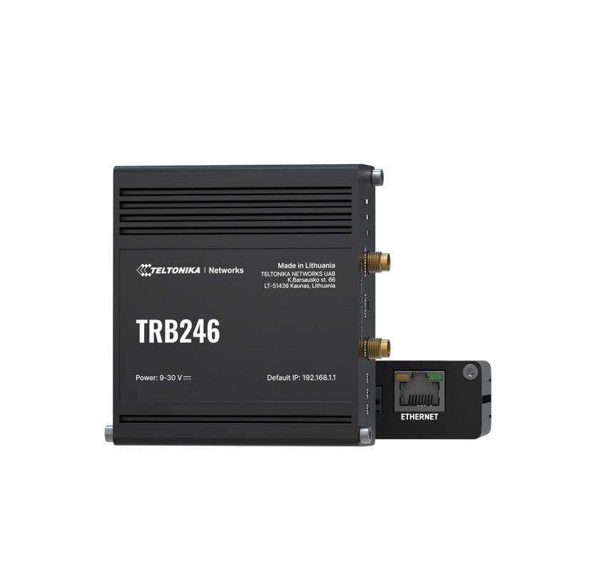 [4779051840755] 4779051840755 Teltonika TRB246 Industrial IoT Gateway, 4G/LTE(Cat 4), Dual SIM, Auto-Failover, Backup WAN, Supports DNP3, DLMS, Modbus, PSU excluded
