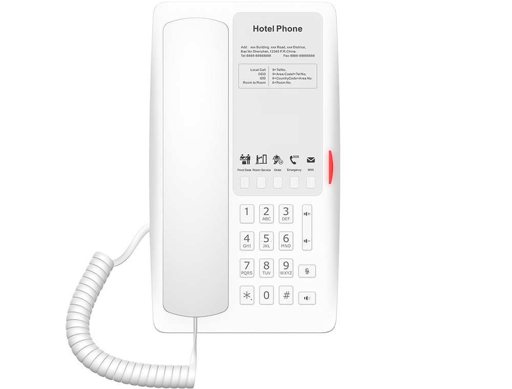 [IPF-H4-W] IPF-H4-W FANVIL, H4 Hotel IP Phone, White, Cost-effective hotel IP phone, HD voice, 0/100Mbps Ethernet, and PoE, 5 programmable soft keys