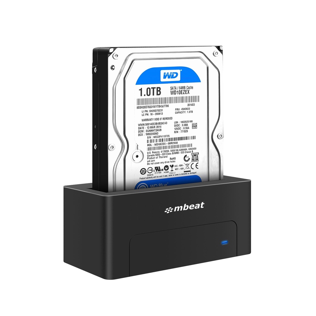 [9346396003883] mbeat D1 USB 3.0 3.5"  2.5" SATA HDD Docking Station - Black Product Weight: 250g HDD Capacity: Max. 20TB Data Speed: Max. 5Gbps