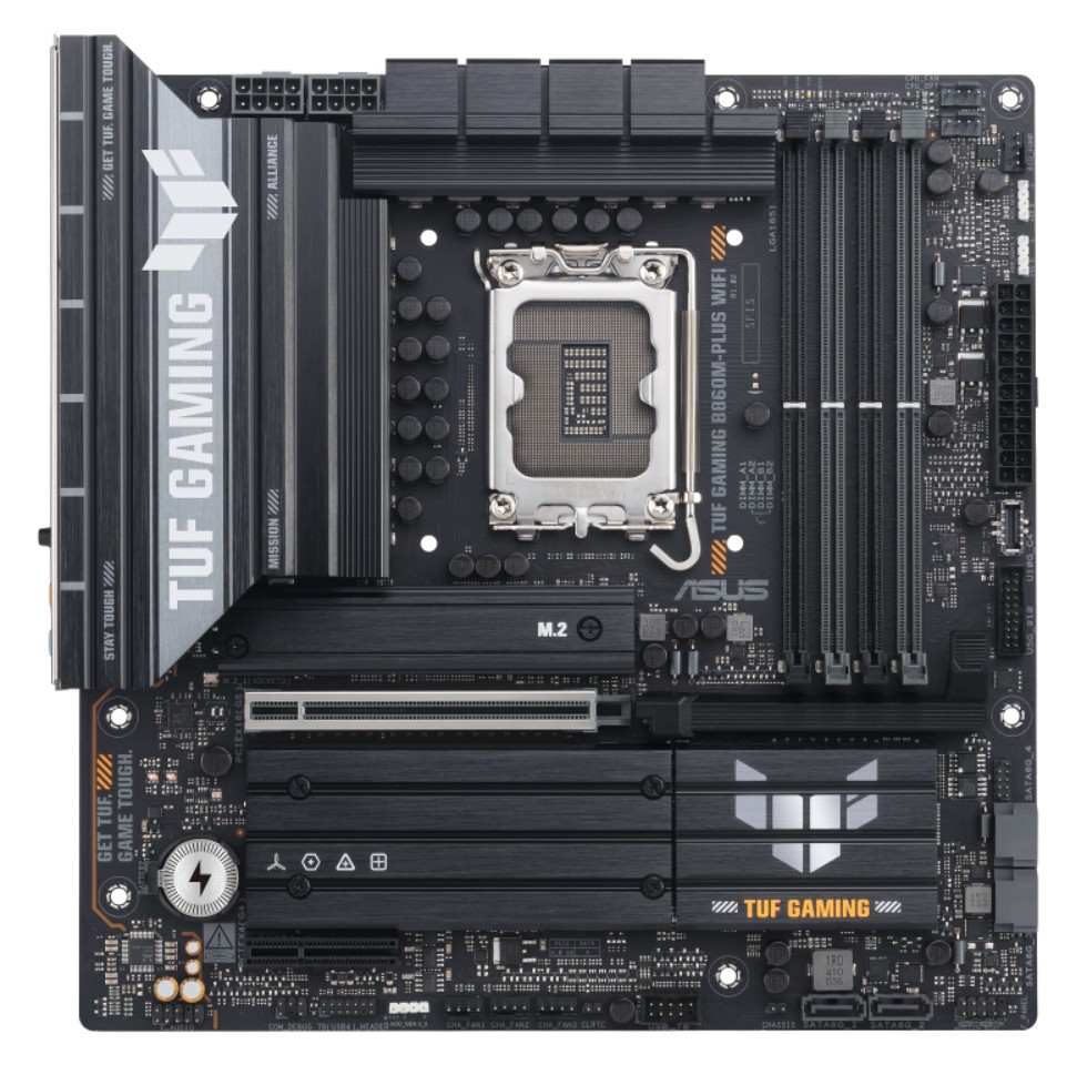 [4711387783108] 4711387783108 ASUS TUF GAMING B860M-PLUS WIFI LGA1851 mATX Motherboard 256GB, 4x DDR5, 1 x PCIe 5.0,  3 x M.2 slots,  4 x SATA, WiFi 7, 1 x HDMI, 1 x DP