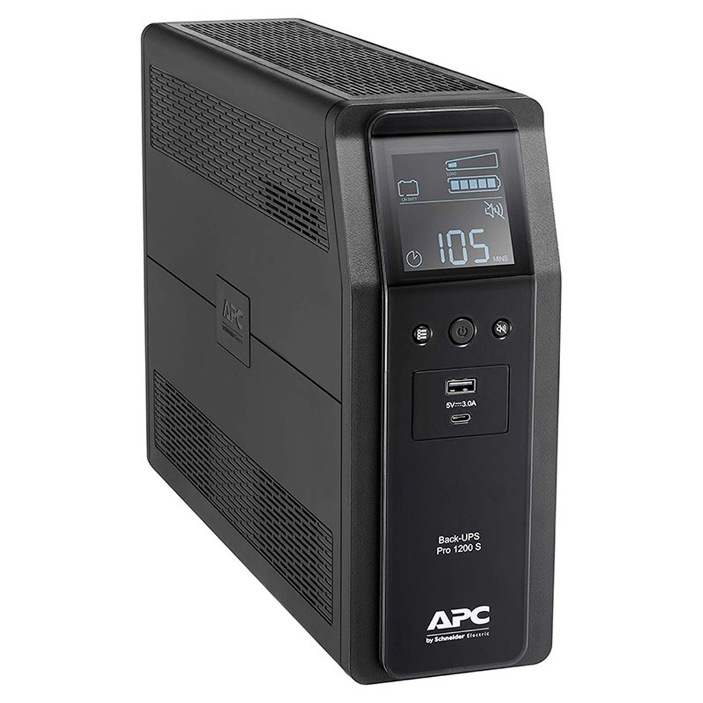 [731304346890] 731304346890 APC Back-UPS Pro 1200VA/720W Line Interactive UPS, Tower, 230V/10A Input, 8x IEC C13 Outlets, Lead Acid Battery, USB Type A + C Ports, LCD