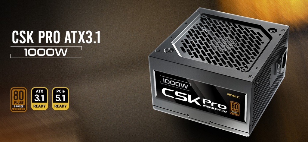 [761345200745] 761345200745 Antec CSK1000 PRO Sem-Modular ATX 3.1, PCI-E 5.1  for 4090  7900 High Quality Japanese Capacitors, Ultimate performance and reliability, PSU