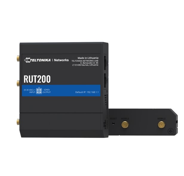 [4779051840229] Teltonika RUT200 Industrial Cellular Router, WAN Failover, Compact and Reliable Industrial 4G LTE Router/Firewall, PSU included