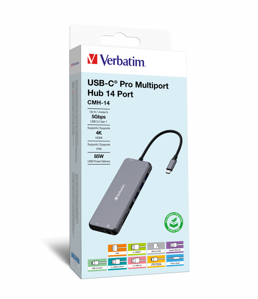 [23942321545] 23942321545 Verbatim USB-C Pro Multiport Hub- 14 Ports