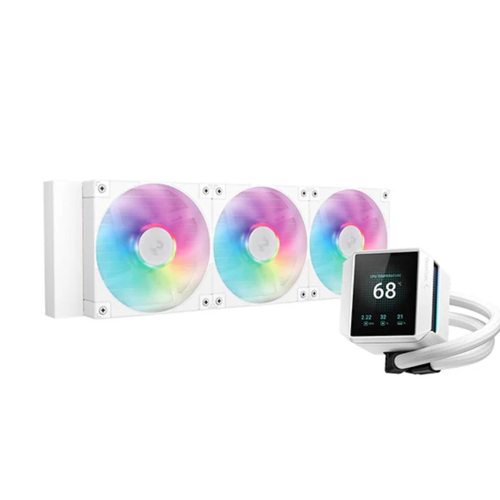 [6933412729075] 6933412729075 DeepCool  MYSTIQUE 360 WH ARGB High-Performance Liquid Coolers, 5th Gen Pump 360mm Radiator,  2.8” 640x480 TFT Screen