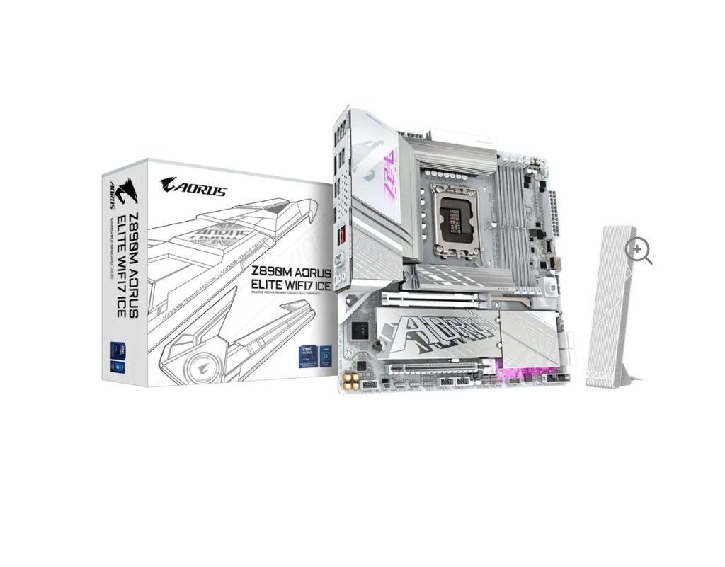 [4719331865269] 4719331865269 Gigabyte Z890M A ELITE WF7 ICE Intel LGA 1851 m-ATX Motherboard, 4x DDR5 ~256GB, 2x PCI-E x16, 3x M.2, 4x SATA,  5x USB 3.2, 1x USB-C, 4x USB 2.0