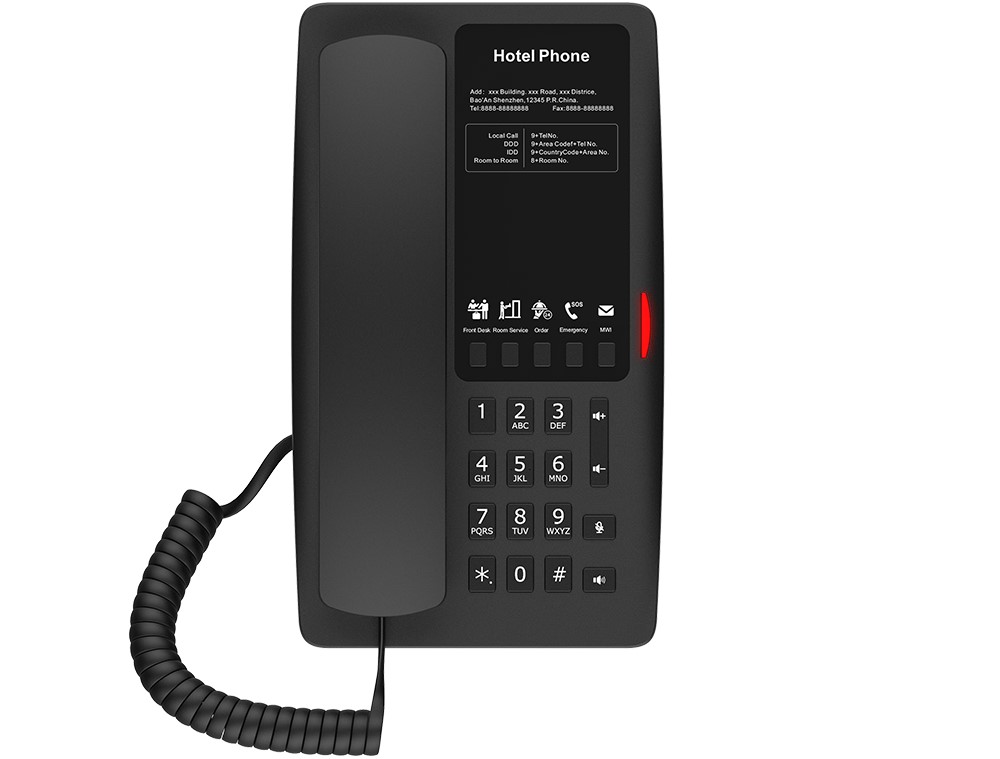 [IPF-H4] IPF-H4 FANVIL, H4 Hotel IP Phone, Black, Cost-effective hotel IP phone, HD voice, 0/100Mbps Ethernet, and PoE, 5 programmable soft keys
