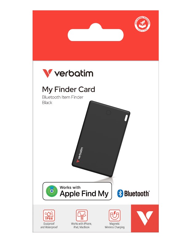 [23942321385] Verbatim My Finder Card Bluetooth Finder 1 pack- Black, Bluetooth Apple Find My
