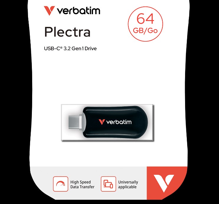 [23942302247] 23942302247 Verbatim Plectra USB-C Flash Drive Black 64GB
