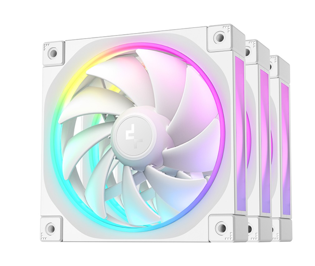 [6933412711094] 6933412711094 DeepCool FL12 3IN1 WH (3-Pack) 120mm Unique ARGB Fans, Low Noise, 4-pin PWM, Fluid Dynamic Bearing, Addressable RGB LED