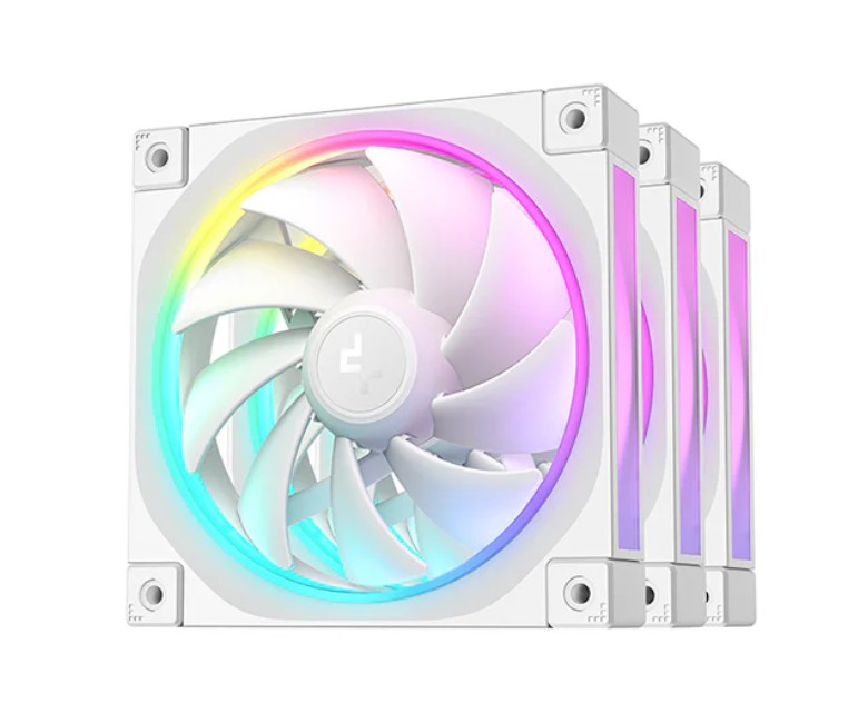 [6933412711070] DeepCool FL12 White 120mm Unique ARGB Fans, Low Noise, 4-pin PWM, Fluid Dynamic Bearing, Addressable RGB LED
