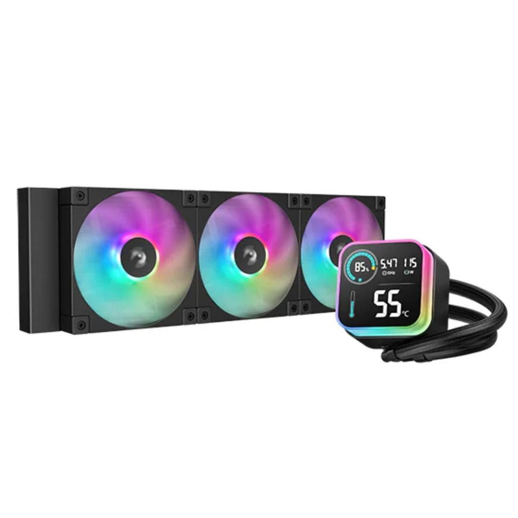 [6933412729167] DeepCool LQ360 360mm Liquid Cooler, 3 xFD12 ARGB Fans, Hydro Bearing, LED Digital Display