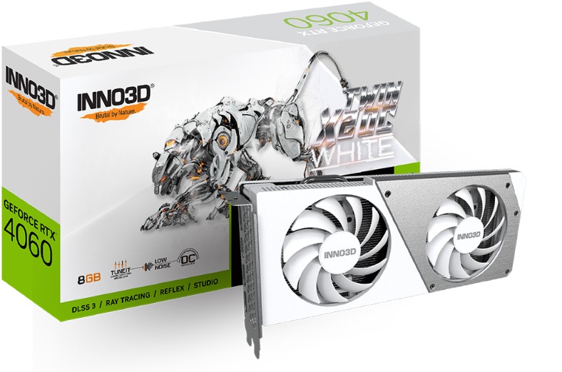 [835168003415] 835168003415 INNO3D nVidia GeForce RTX 4060 TWIN OC X2 White 8G GDDR6, 2490MHz Boost Clock, RAM 17Gbps, 3xDP+HDMI, 250x118x42mm (4060)
