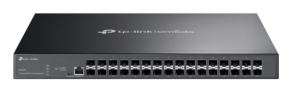 [4895252504477] 4895252504477 TP-Link SX3032F Omada 32-Port 10GE SFP+ L2+ Managed Switch, 32× 10G SFP+ Slots, RJ45/Micro-USB Console Port