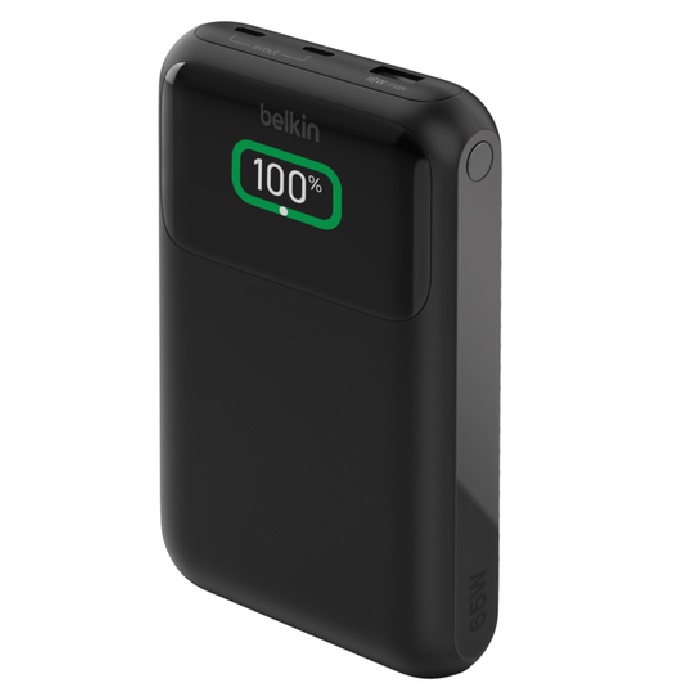 [745883887064] Belkin BoostCharge 20k 65W Laptop Power Bank + Cable - Black(BPB020BTBK),1xUSB-C, 2xUSB-A, 5cm USB-C to USB-A Cable,15W Total Power,3-Port Power Bank