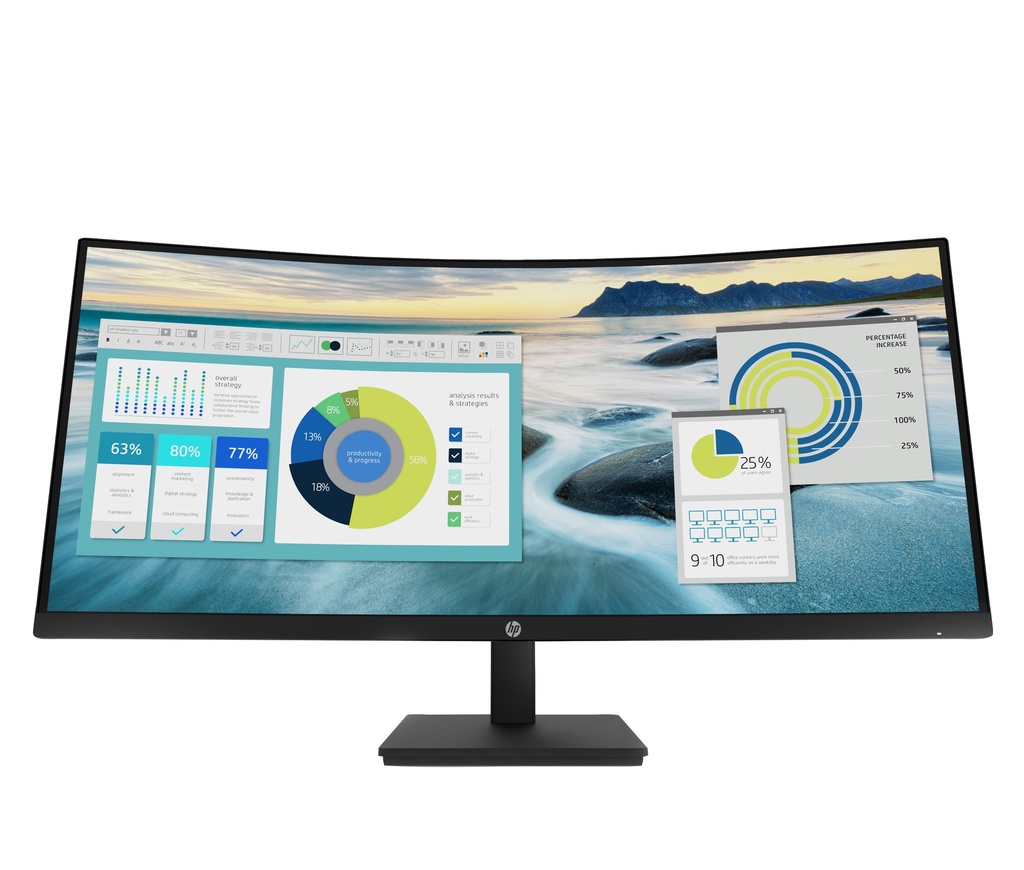 [195122737207] 195122737207 HP P34hc G4 34" WQHD 4K CURVED 21:9 3440x1440 Height Adjust Tilt USB-C (65W PD) DP HDMI Speakers USB 3yrs wty