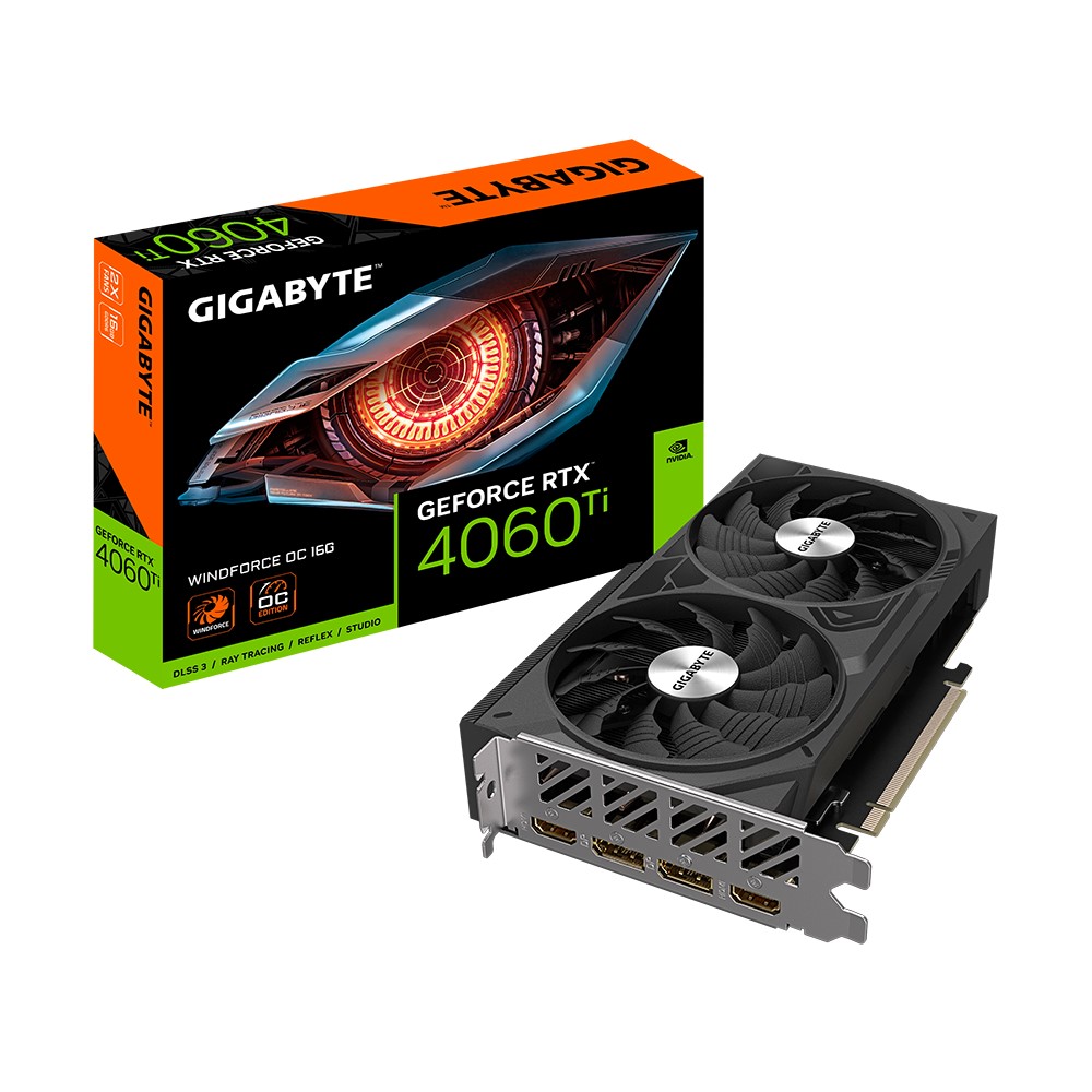 [4719331314712] 4719331314712 Gigabyte nVidia GeForce RTX 4060 Ti WINDFORCE OC 16G GDDR6 Video Card, PCI-E 4.0, 2535MHz Core Clock, 2x DP 1.4a, 2x HDMI 2.1a