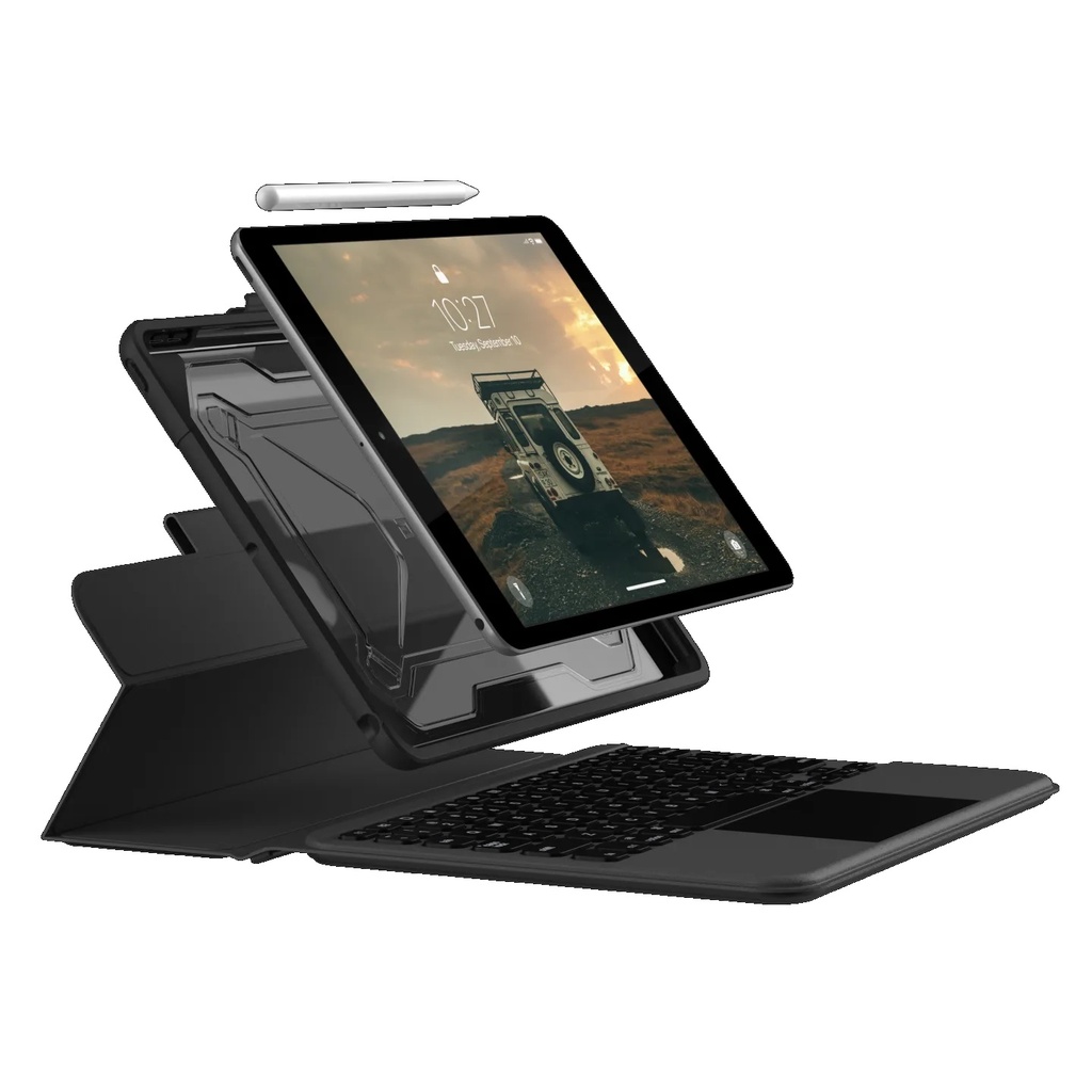 UAG Apple iPad (10.2") (9th/8th/7th Gen) Bluetooth Keyboard with Trackpad Rugged Case (English) (US) - Black/Ash (124000114031), 1 Year Warranty