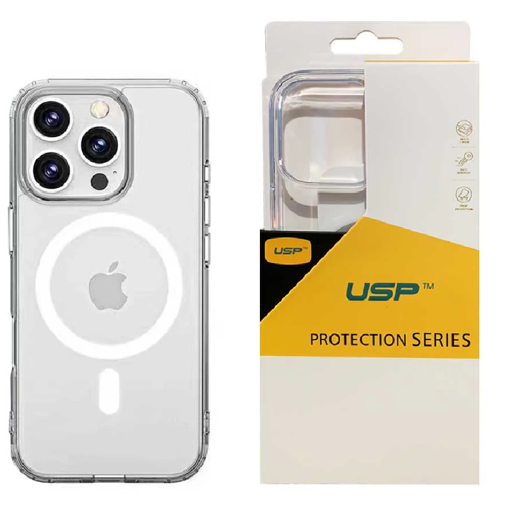 USP Apple iPhone 16 Pro (6.3") Clear Rock Shockproof Case with MagSafe - Ultra-Thin, Lightweight, Non-Slip, Multi-Layer, Strong And Durable Materials