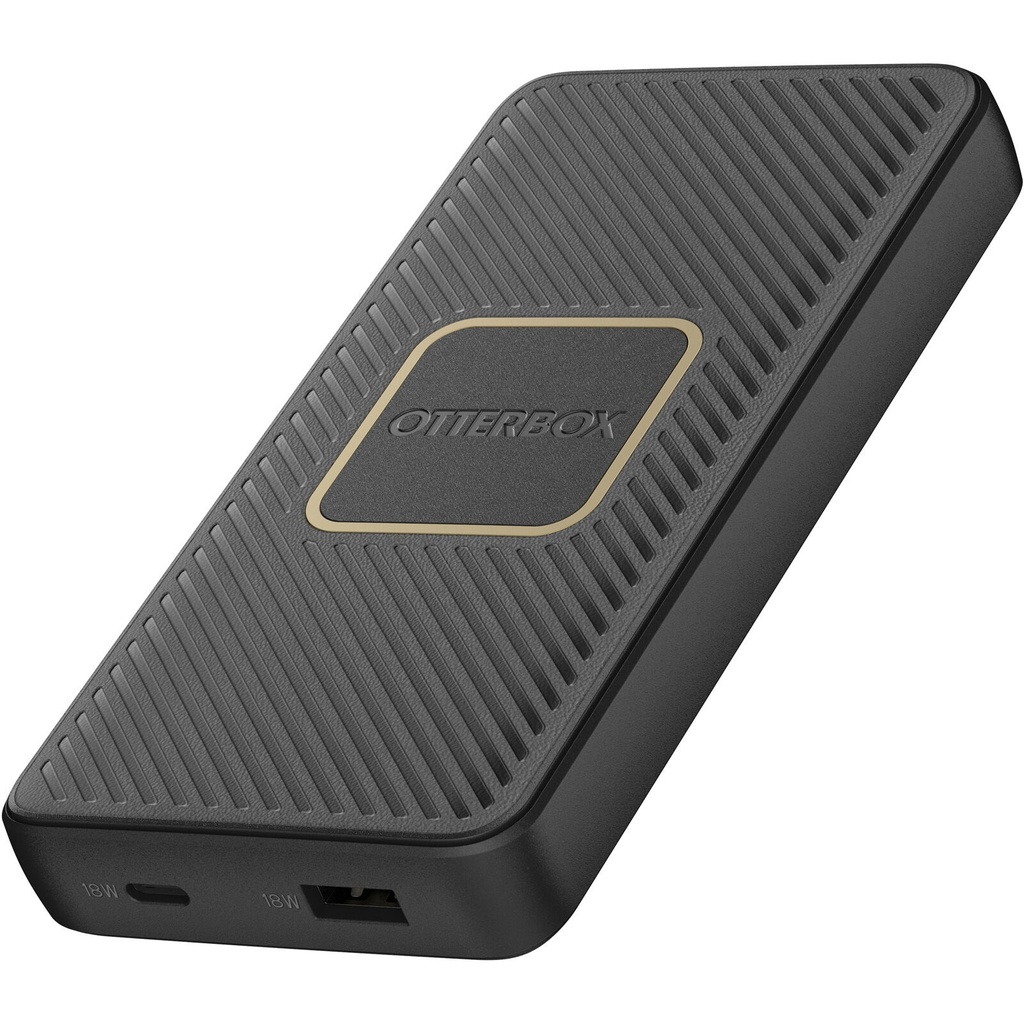 OtterBox Fast Charge Wireless Power Bank 10K mAh - Black (78-80639), Dual Ports (USB-C 18W  USB-A 18W), 10W QI Wireless, Sleek, 2 Years Warranty