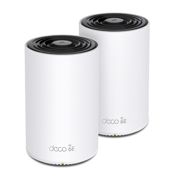 E5400 TP-Link Deco XE75 Pro(2-pack)) AX Tri-Band Mesh Wi-Fi 6E System, 574 Mbps at 2.4 GHz + 2402 Mbps at 5 GHz + 2402 Mbps at 6 GHz