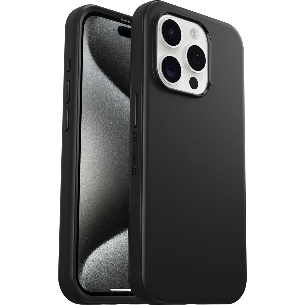 OtterBox Symmetry+ MagSafe Apple iPhone 15 Pro (6.1") Case Black - (77-92836), Antimicrobial,DROP+ 3X Military Standard, Raised Edges,7 Years Warranty