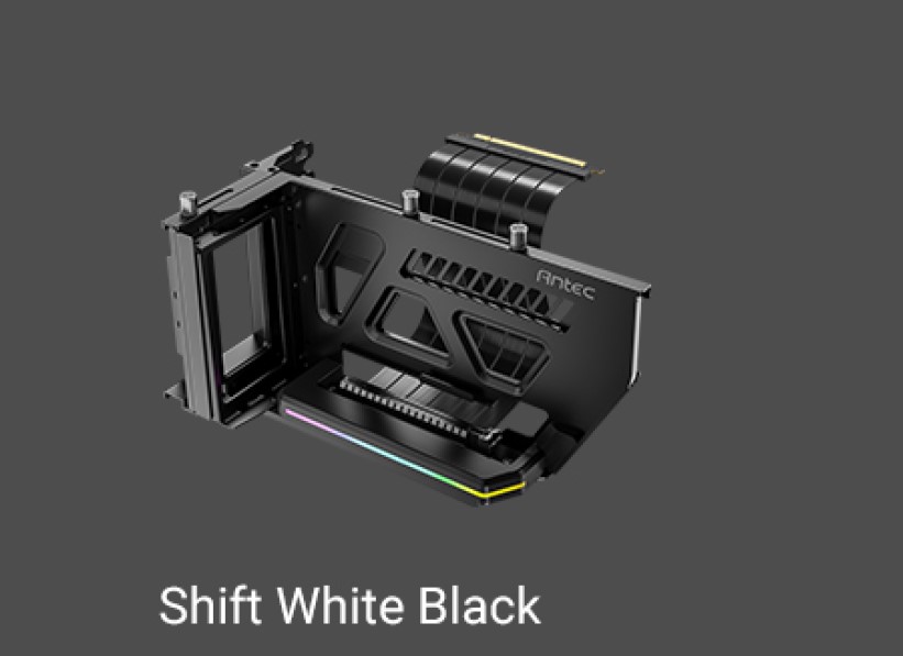 Antec RGB Adjustable Shift PCI Vertical GPU Bracket PCI-E 4.0 Riser Cable Black (190mm) for 4090  7900 XTX Cards. E-ATX, ATX, Case. 4 PCI required