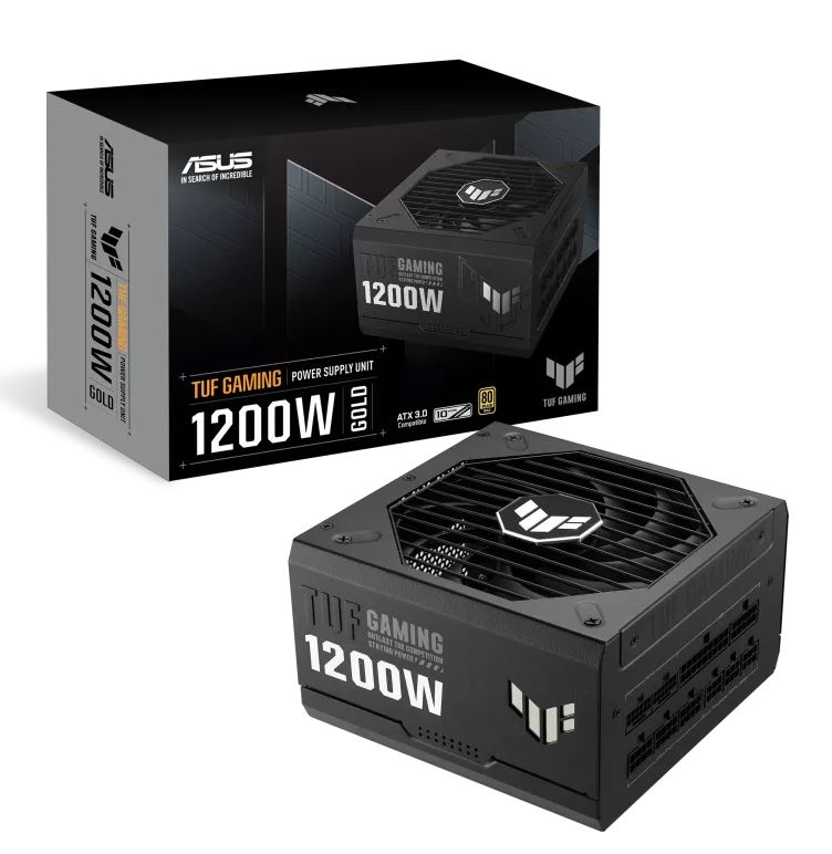 TUF-GAMING-1200G ASUS  1200W 80 Plus Gold Fully Modular PSU, Japanese Capacitors.135mm Fan, Dual Ball Fan Bearings, 10YW