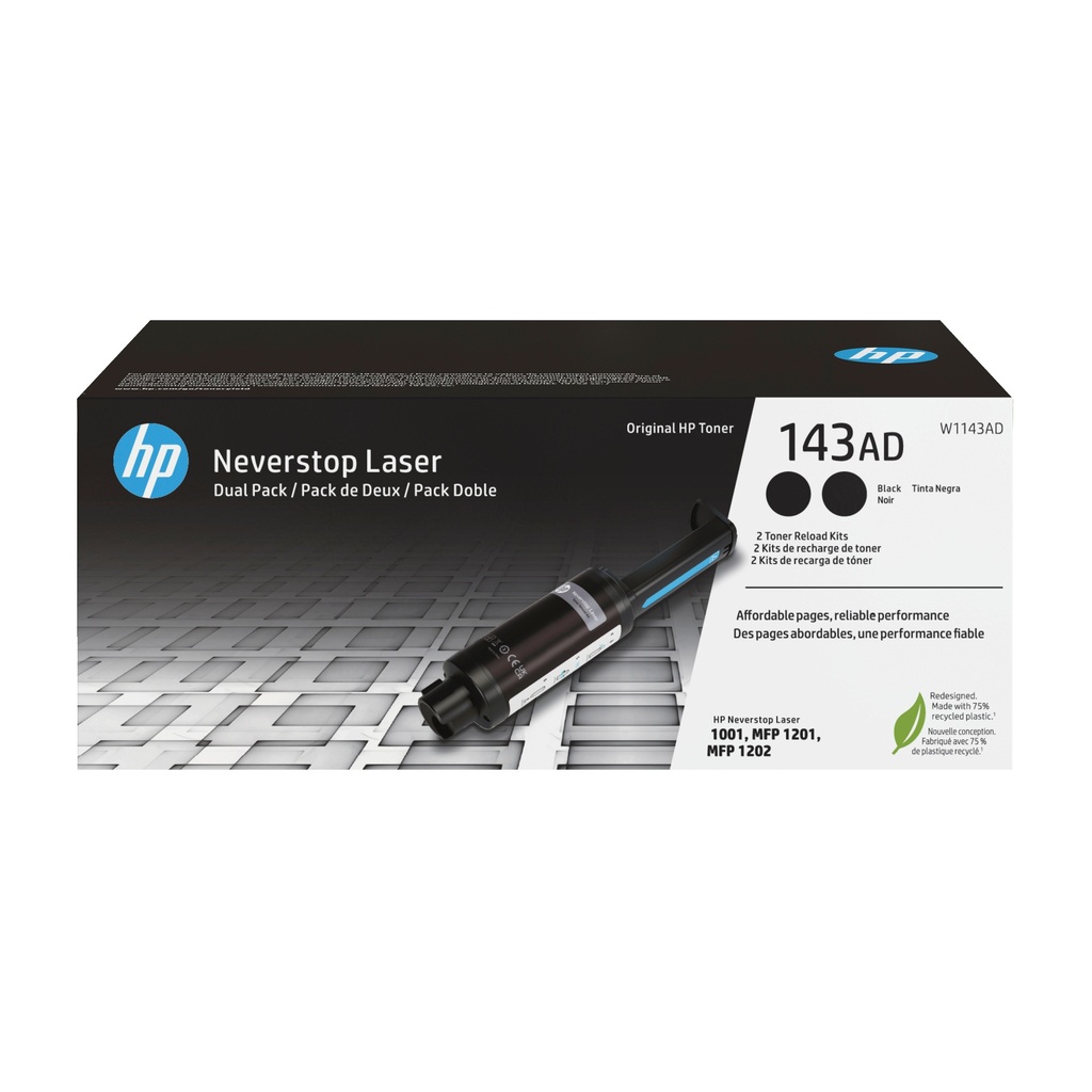 [W1143AD] W1143AD HP 143AD Dual Pack Black Original Toner Reload Kit